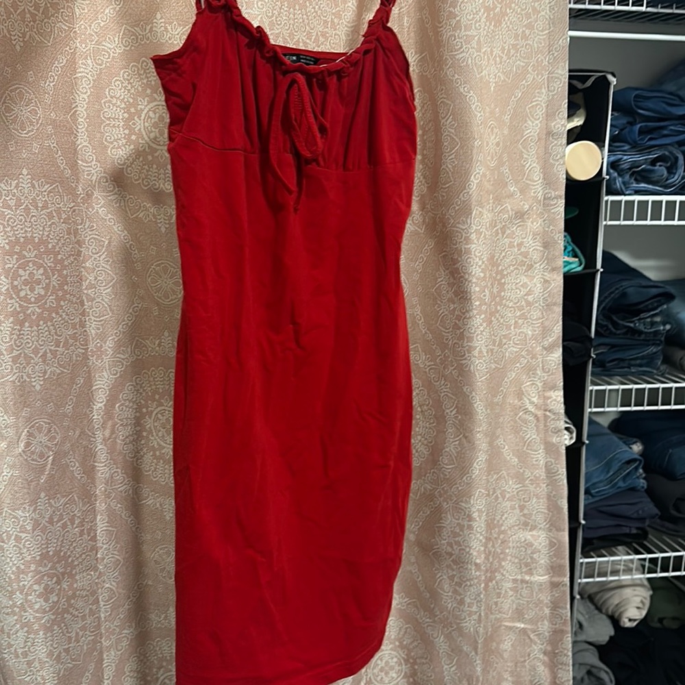 Fitted red mini dress